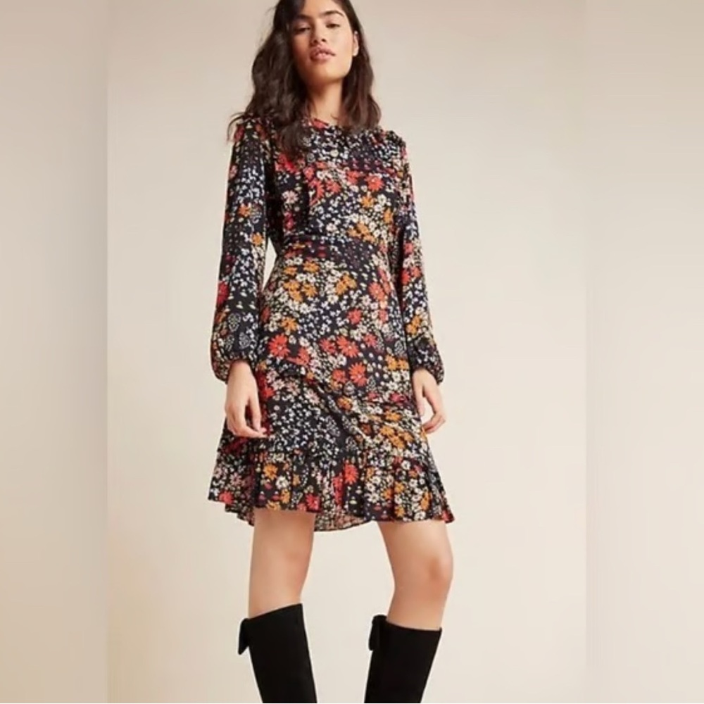 Rachel X Anthropologie Adrienne Long Sleeve Ruffle Boho Dress